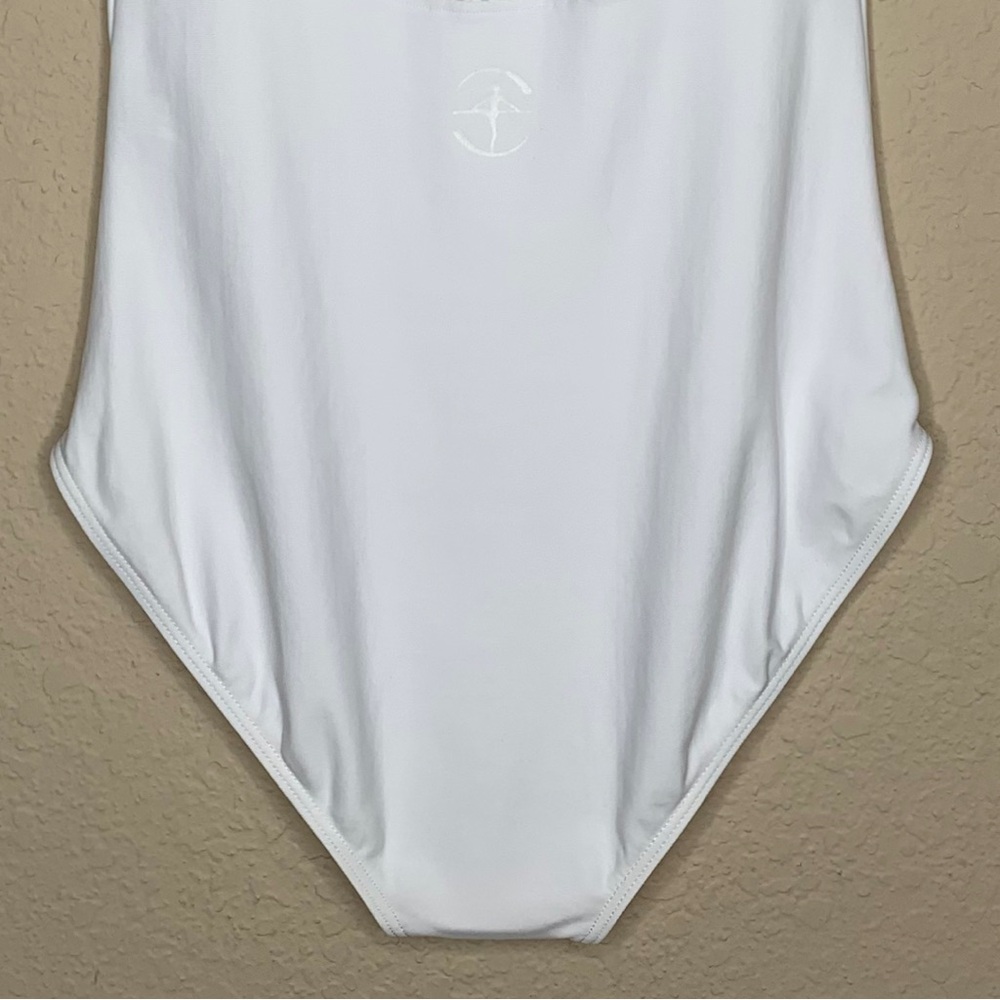Wear Moi White Noelie Burnout Tulle Insert Keyhole Back Tank Leotard - Picture 7 of 16